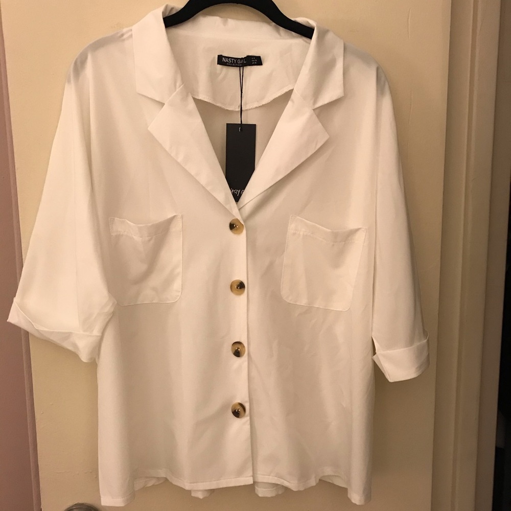 Nasty Gal Relaxed White Shirt